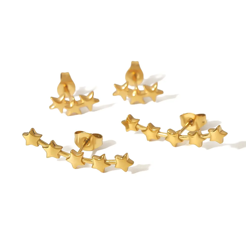 1 paar eenvoudige stijl star shape roestvrij staal 18K goud vergulde dames oorknopjes h5 